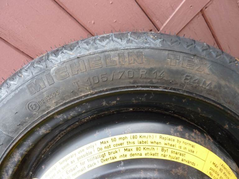 Michelin Tex T105/70 R14 space saver spare tyre 4 Stud SEAT IBIZA ?