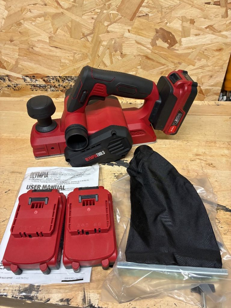 Olympia Tools Cordless Planer 20v Brand New includes 3 batteries