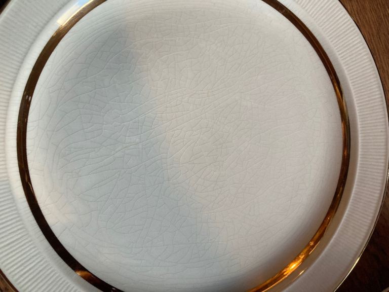Set of 10 vintage white & gold dinner plates