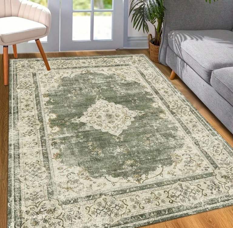 Large Green Fabric Rug – Brand new 