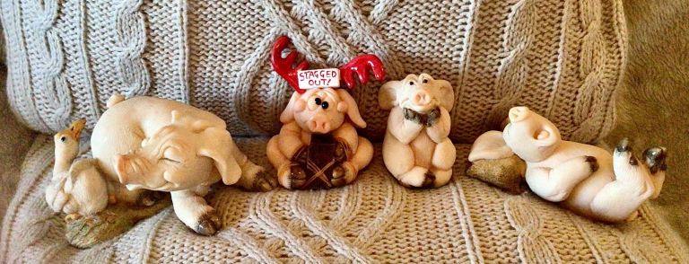 Bundle Collectable Piggin Pigs, Stag, Smelly, Fed up, Snoring