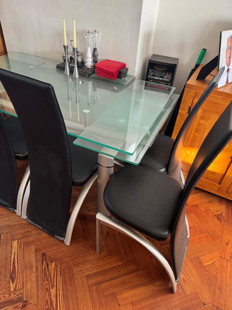 Glass dining table and chairs, £50.00 for Sale in Heathrow, London ...