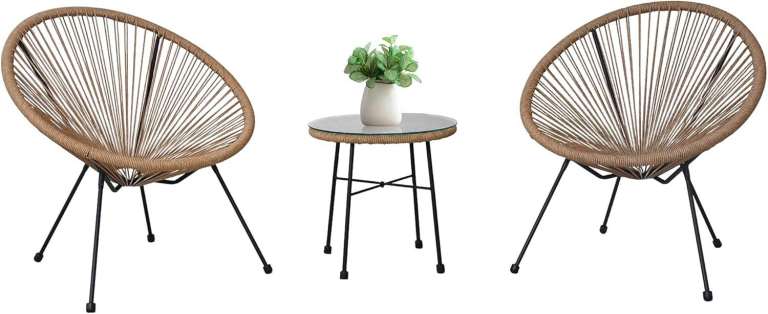 Eorthex Moon Rattan Chair Set with Glass Table