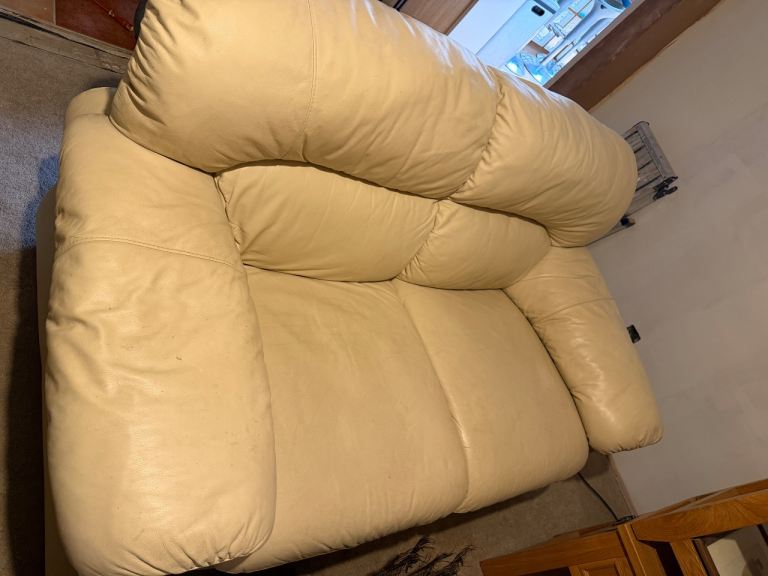 Cream leather sofa