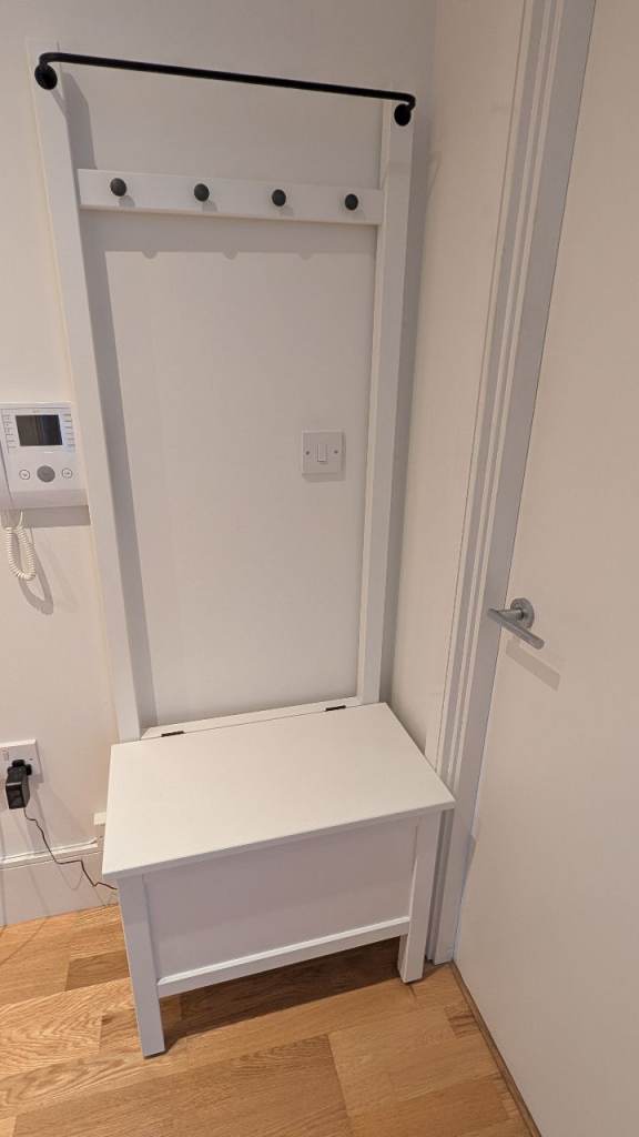 White Hallway Storage Bench with Coat Rack IKEA HEMNES