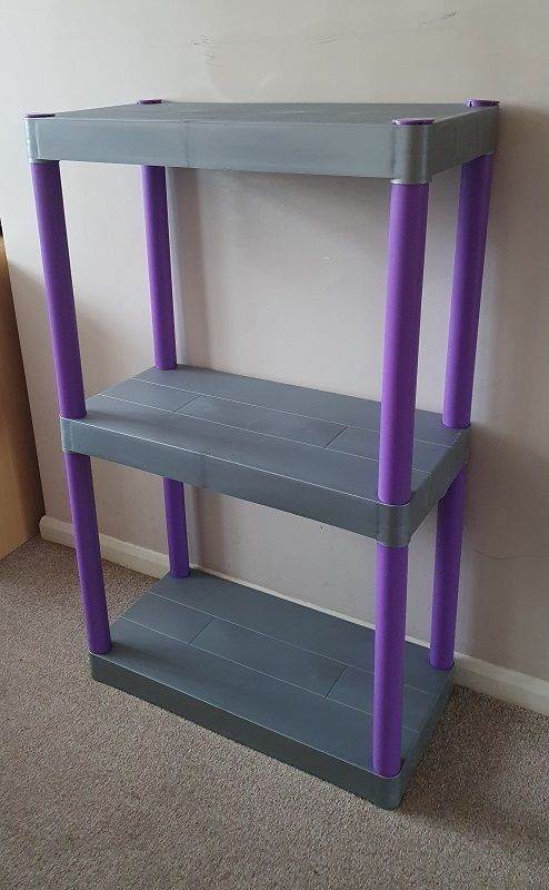 3 SHELF STORAGE UNIT – Bedroom Bathroom Camping – Compact Rare Silver Purple [FREE local delivery]