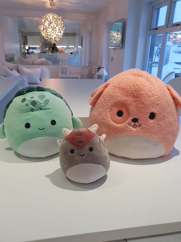 1 fuzzamallow,2 squishmallows.