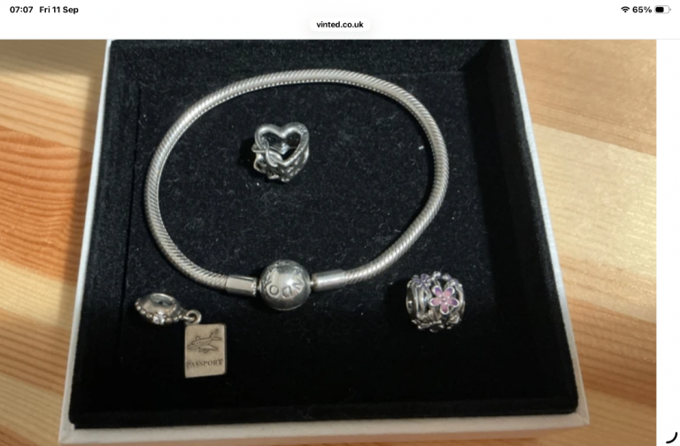 Pandora Silver Charm Bracelet with Charms - As Good As New