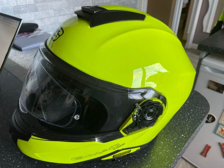 G-Mac Glide Evo Modular DVS Flip Up Front Motorcycle Helmet - Safety Yellow with Pinlock