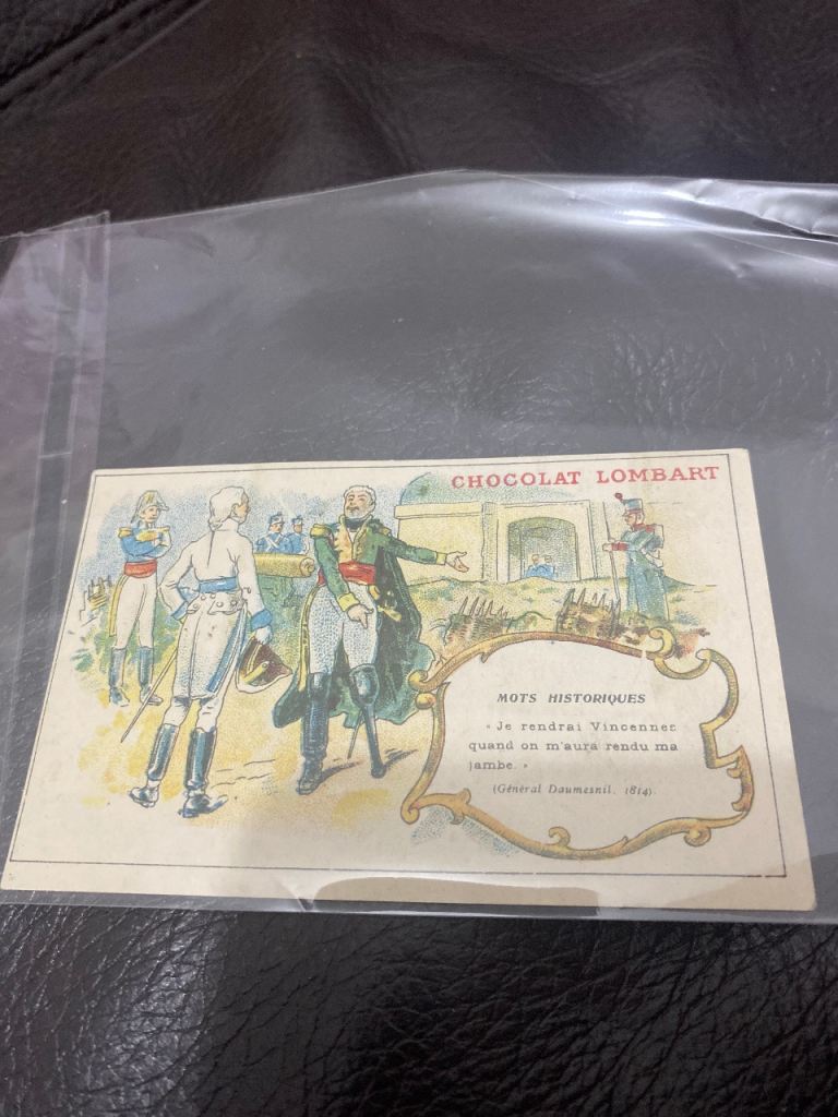 Vintage Chocolat Lombart Card - Napoleonic Era Design
