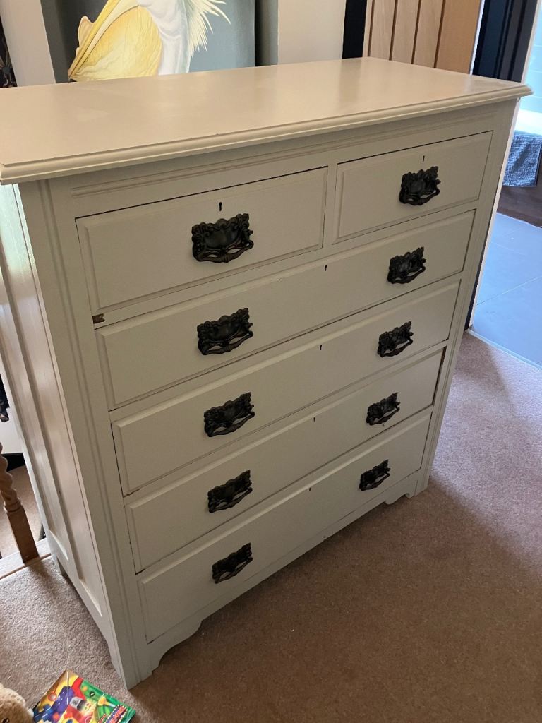 Vintage Solid Wood Chest of Drawers – Fair Condition