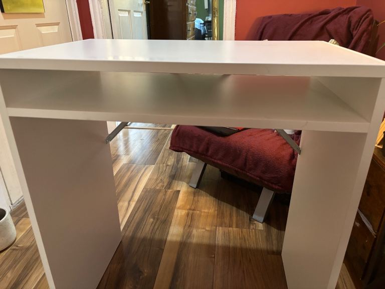 White Rectangular Side Table / Small Desk Unit