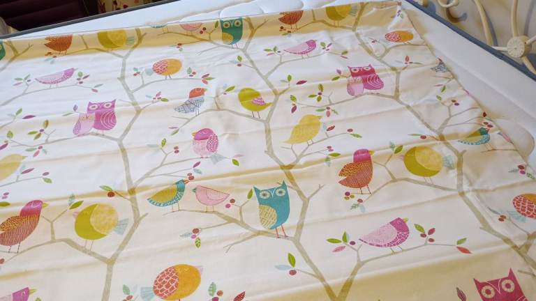 Gorgeous Roman Blind. "What a Hoot" Cute Owl and Bird Pattern Fabric by Harlequin – 168 W x 164cm 