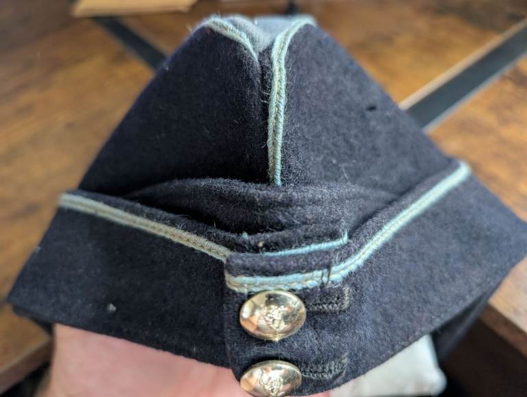 Vintage WW2 Era British Royal Signals Forage Side Hat With Buttons 