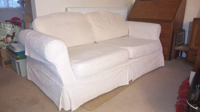 Relyon Cream Two-Seater Sofa-Bedwith Removable Covers