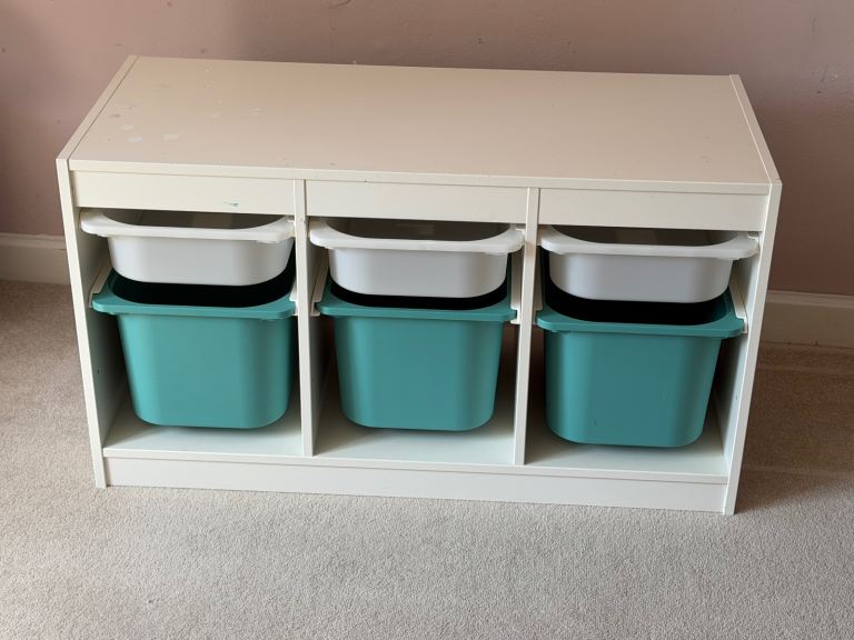 IKEA TROFAST Storage Unit with Bins – White, Good Condition