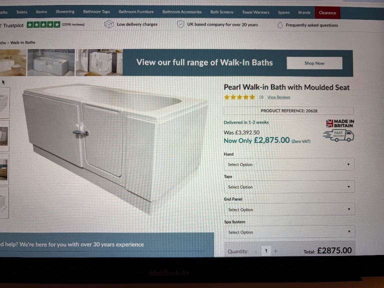 Walk in bath.