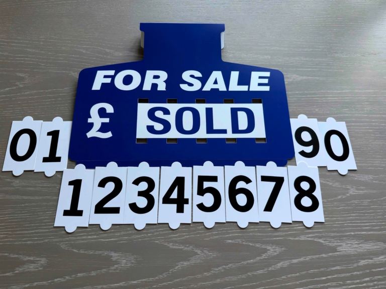 image for For Sale Sign Board, Pack of 1, Full Blue. Car Sun visor Pricing kit with display numbers (Blue)