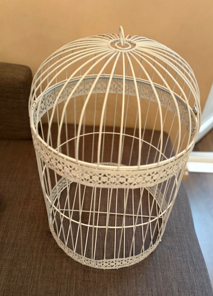 Decorative White Metal Bird Cage – Good Condition