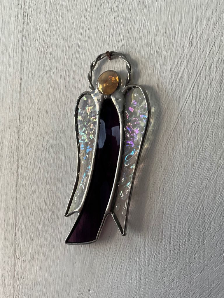 Stained Glass Hanging Angel Sun Catcher Window Decor Ornament 