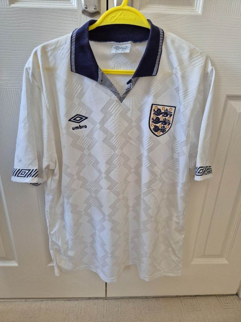 Vintage, rare Umbro England national team home jersey from the 1990-1992 era in very good condition