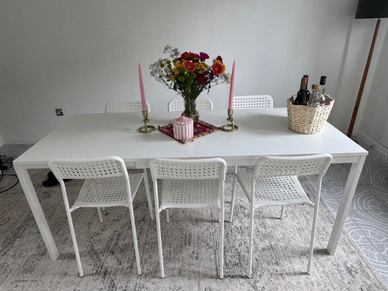 6 x IKEA SANDSBERG White Dining Chairs 