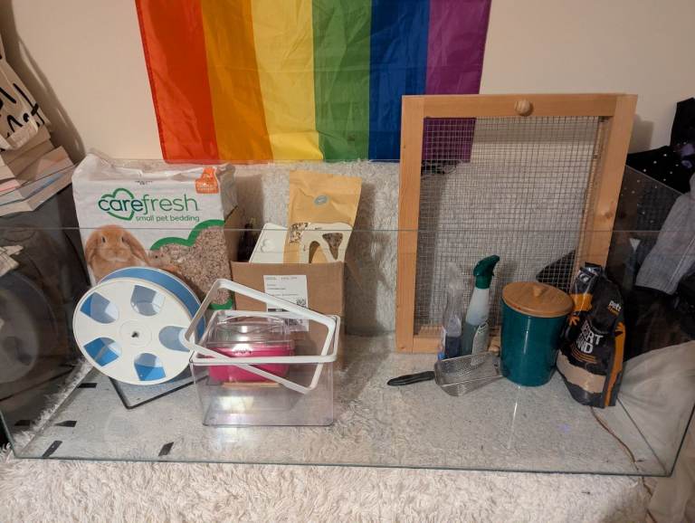 Small animal hamster cage and other supplies