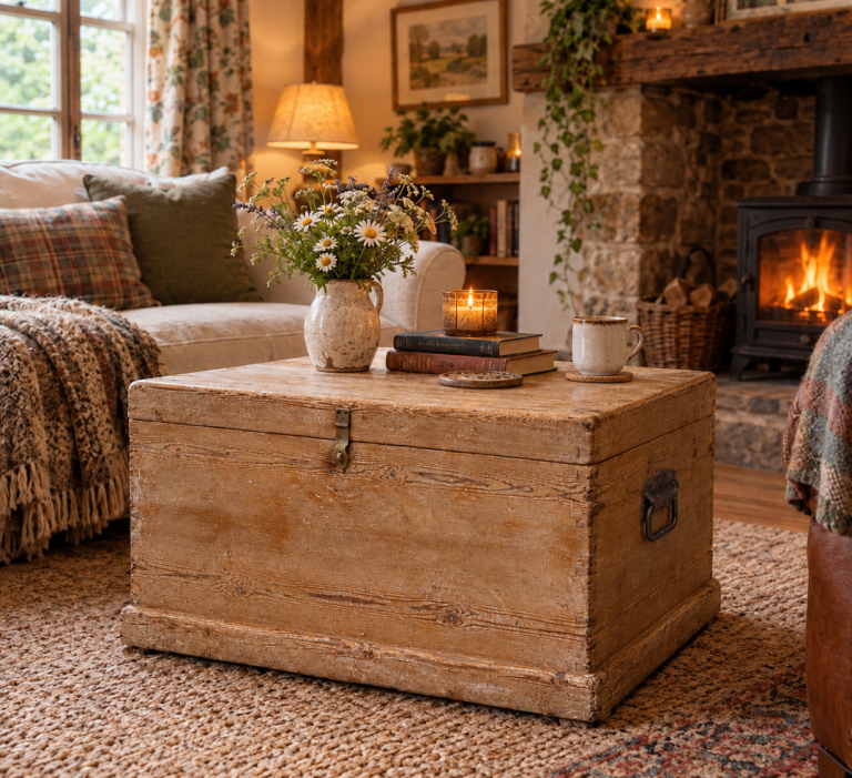 Original Victorian Antique solid stripped pine Blanket box,Restored coffee table/Ottoman,Trunk