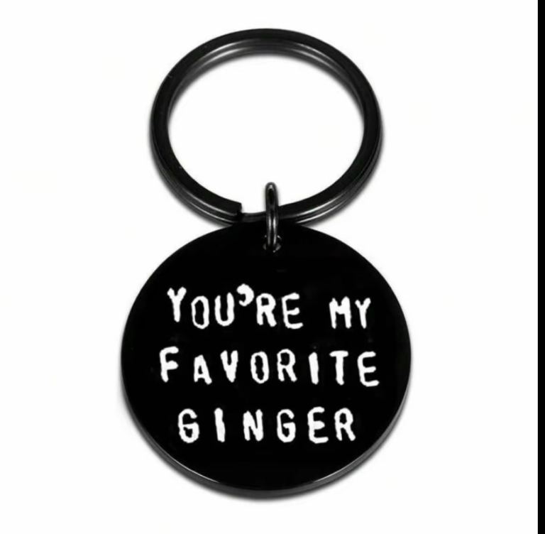 Black Metal Keychain with 'You're My Favorite Ginger' Engraving
