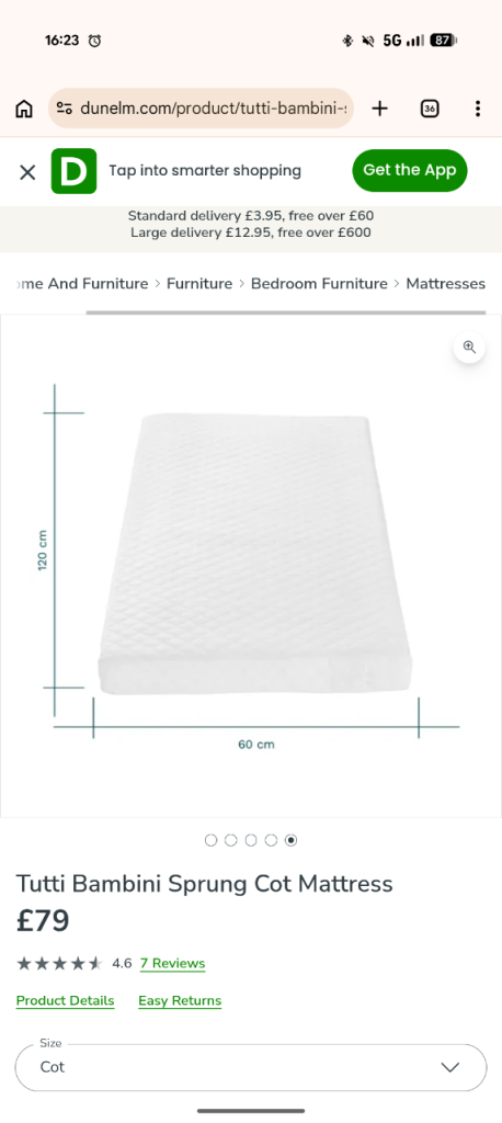 Brand new Tutti Bambini cot Mattress 