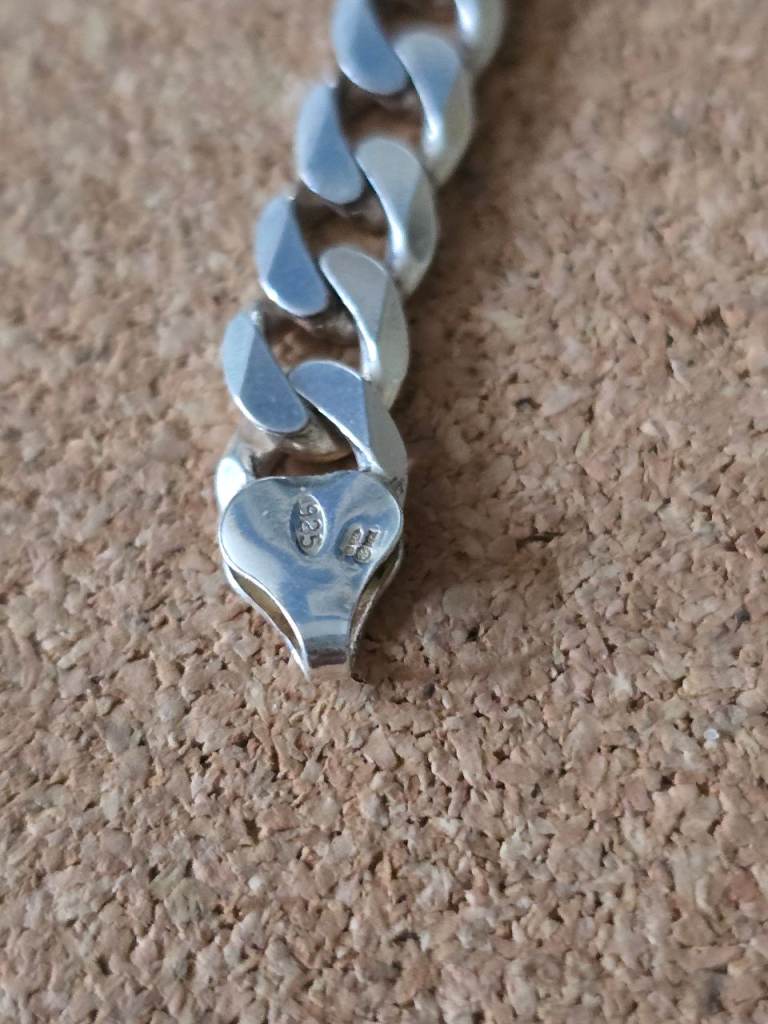 Genuine 925 Sterling Silver Heavy Curb Chain, 44.49g, Hallmarked