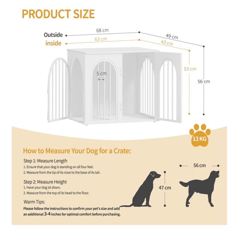 White dog cage 