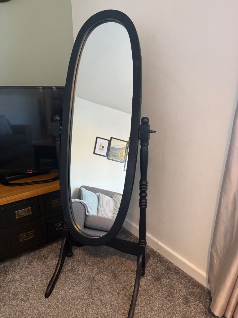 Black Free Standing Full Length Mirror – Tilt Cheval Style