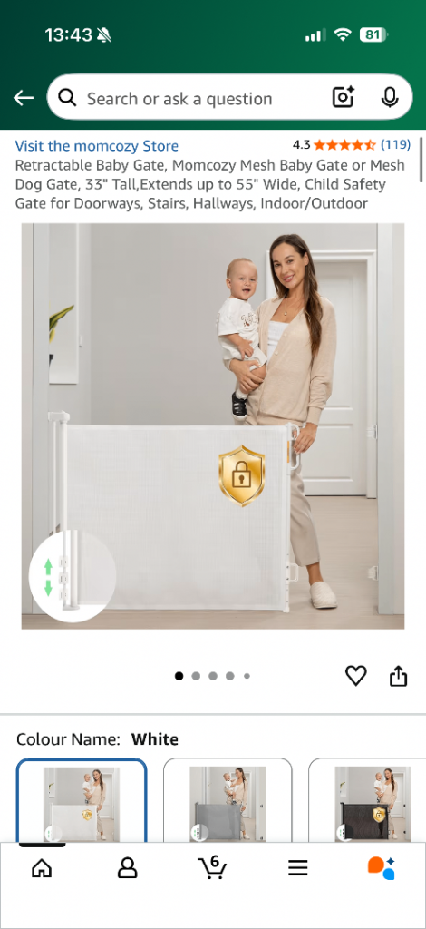 Momcozy Retractable White Mesh Baby Gate New