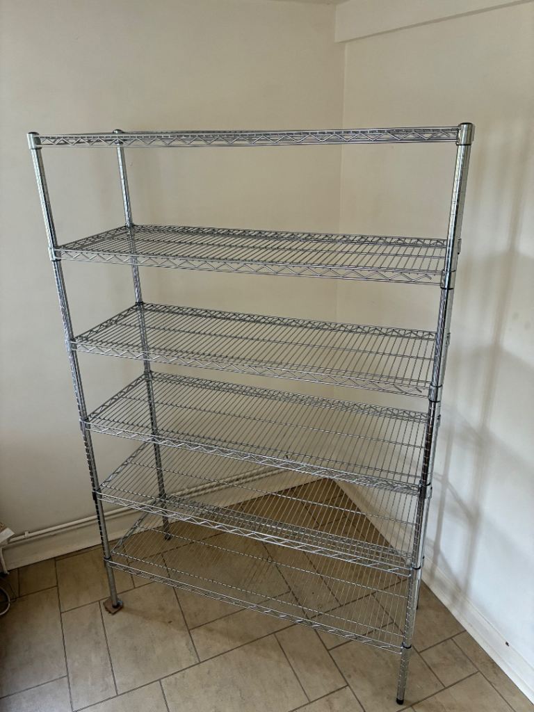 Chrome Wire Shelving Unit - 6 Tiers, Good Condition