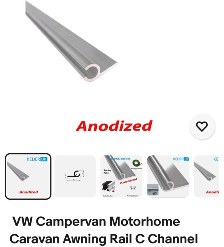 Vw campervan,motorhome,caravan awning rail