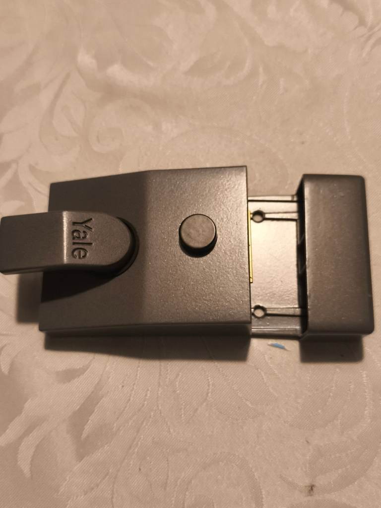 image for Yale Deadlock Night Latch Grey 60mm  Satin  Cylinder 2 Keys Model B-88-DMG-SC-60