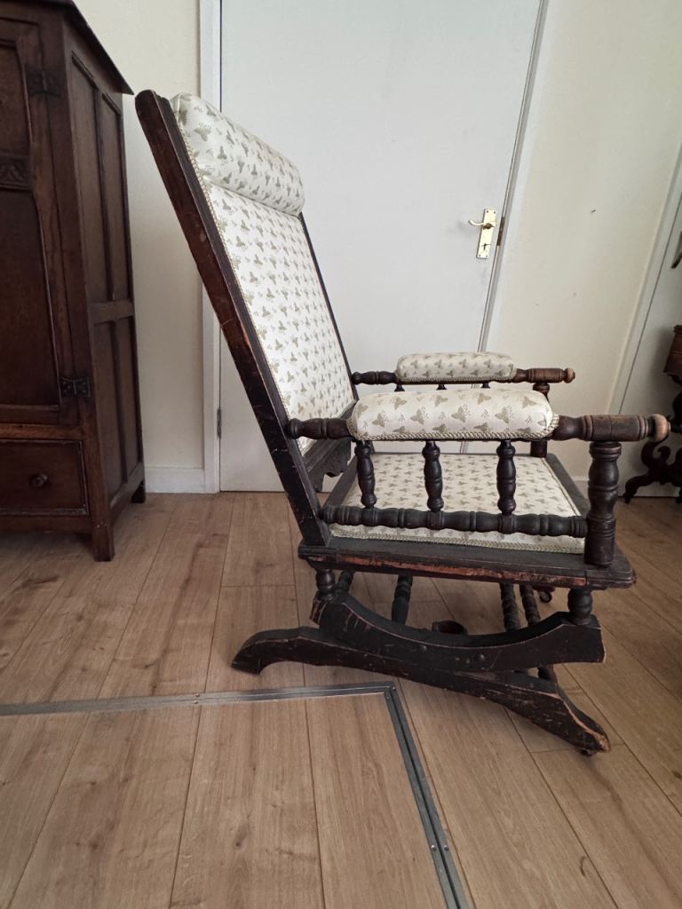 Lovely Vintage Wooden Rocking Chair - Recently Upholstered