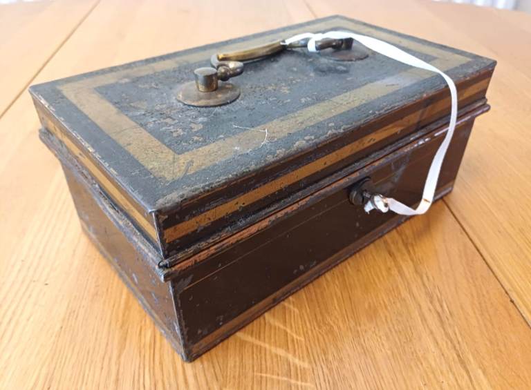 Chubb & Sons Antique Metal Cash Box | Rustic Industrial Storage - With Key - WILL POST