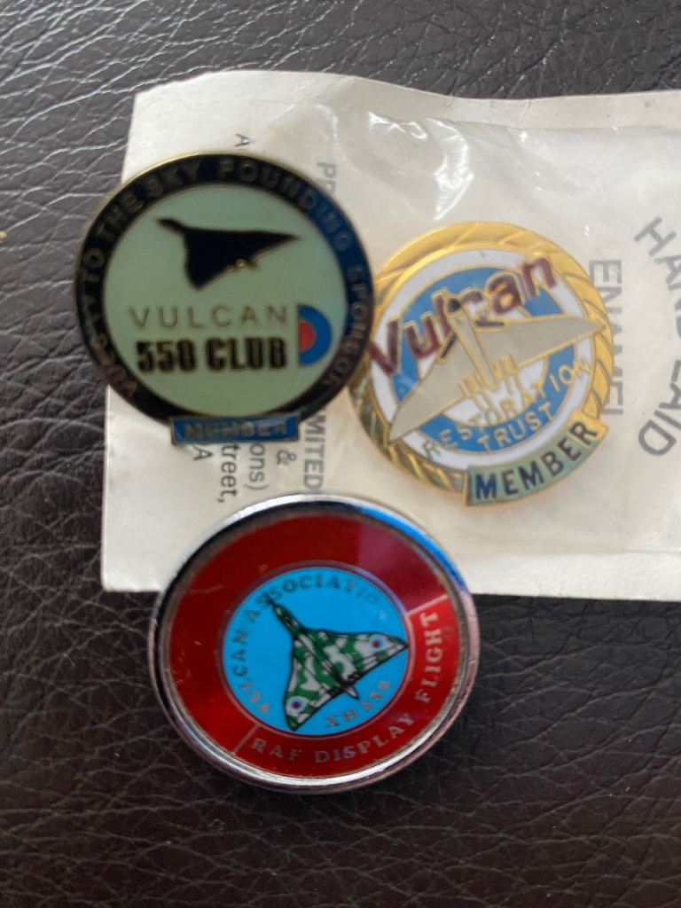 Set of 3 Vulcan Bomber Enamel Badges / Pins