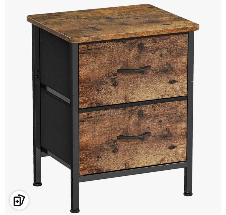 New Bedside Table with 2 Drawers – Rustic Brown