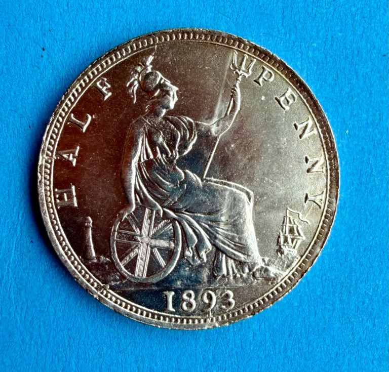 Rare 1893 Half Penny coin in a mint condition 