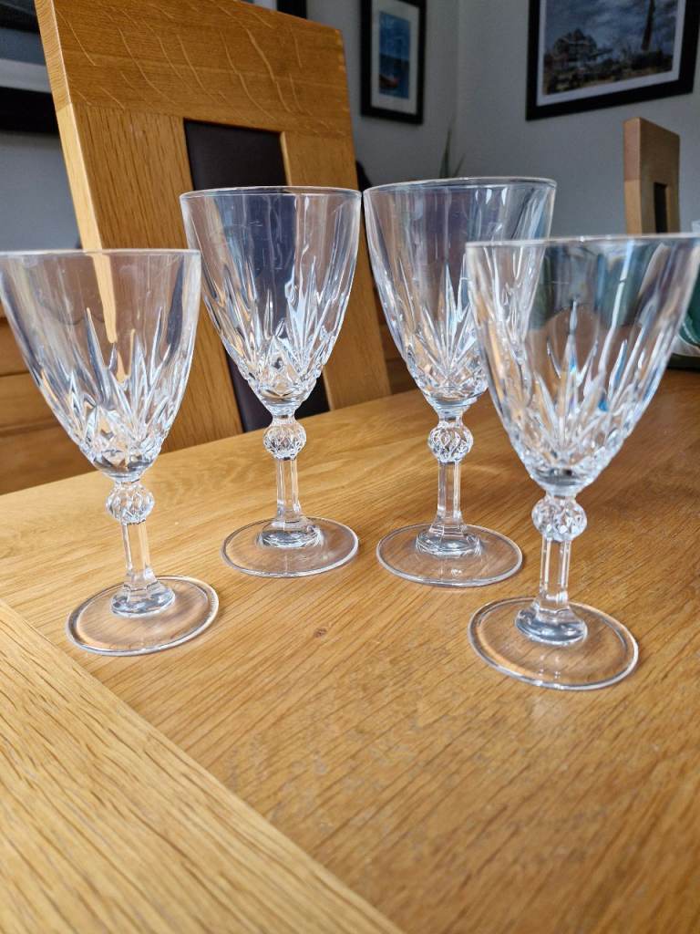 Set of 4 Cathedral Glass Wine Glasses