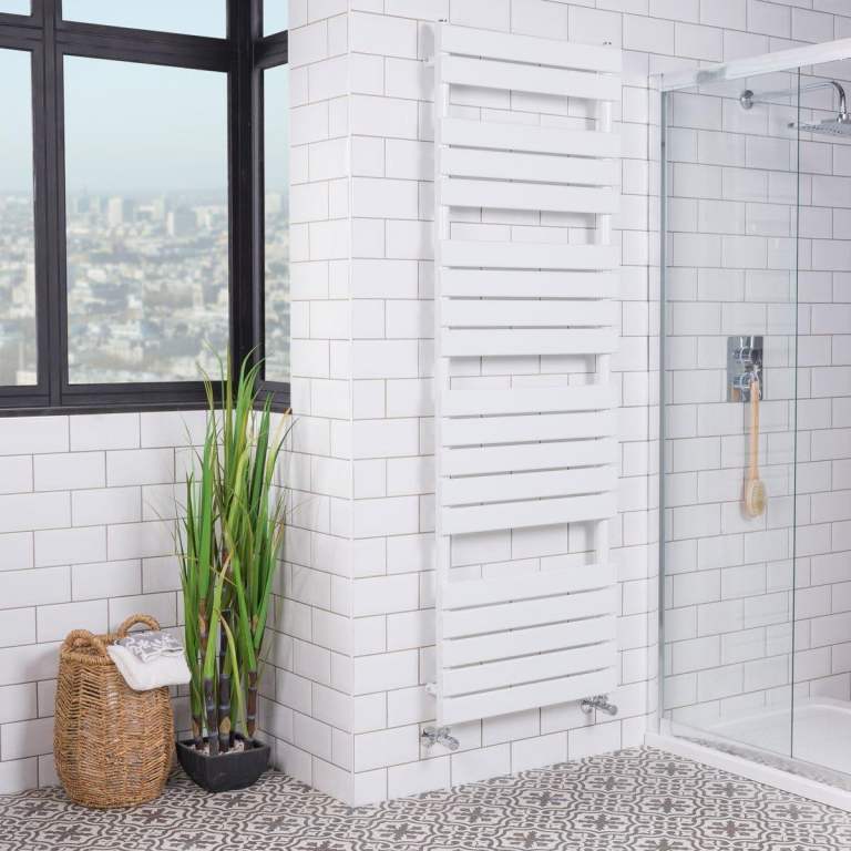 Warmehaus Minimalist Bathroom Flat Panel Heated Towel Rail Radiator Ladder Rad 1800 x 600 mm - White