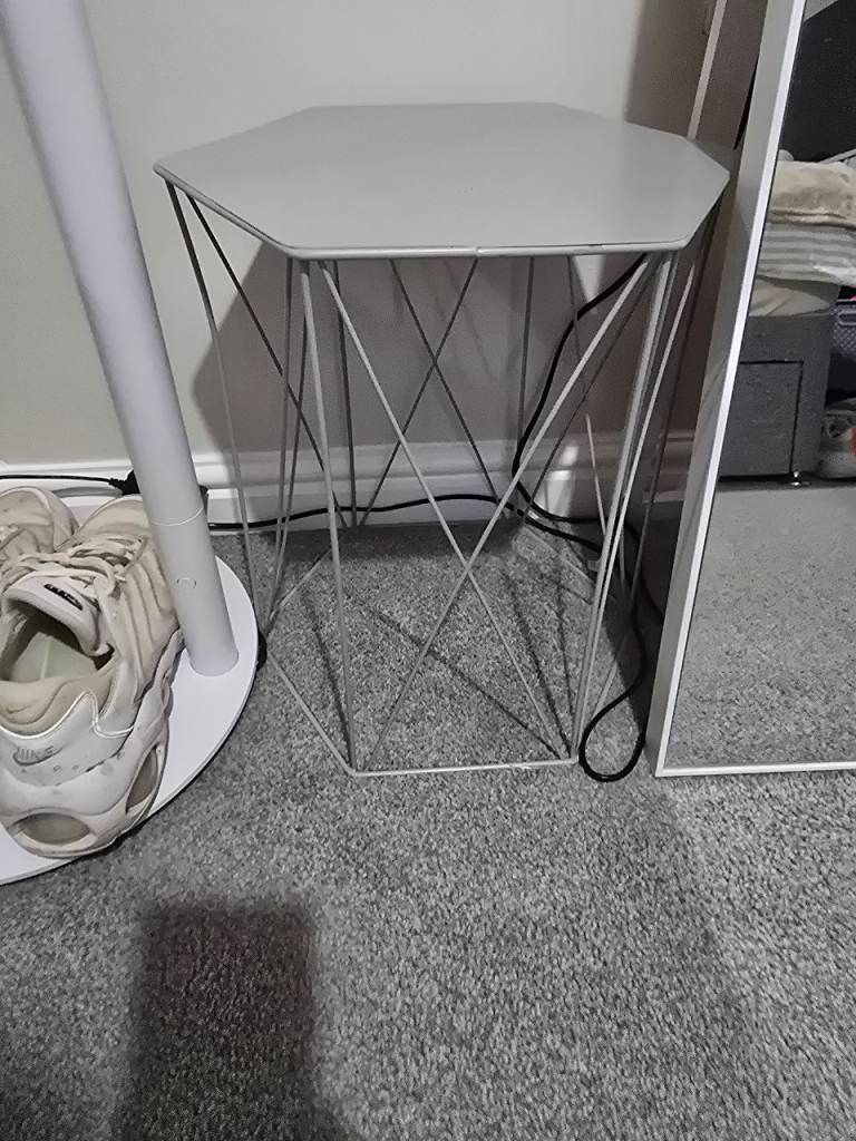 Stylish Grey Hexagonal Side Table