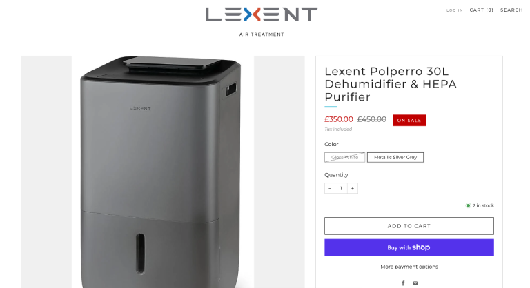   Lexent Polperro 30L Dehumidifier & HEPA Purifier