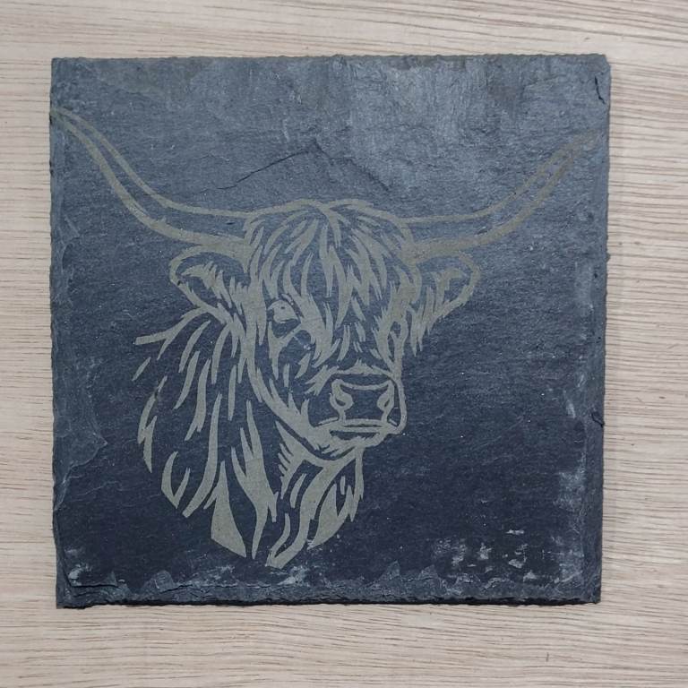 Highland Cow Slate Coaster 