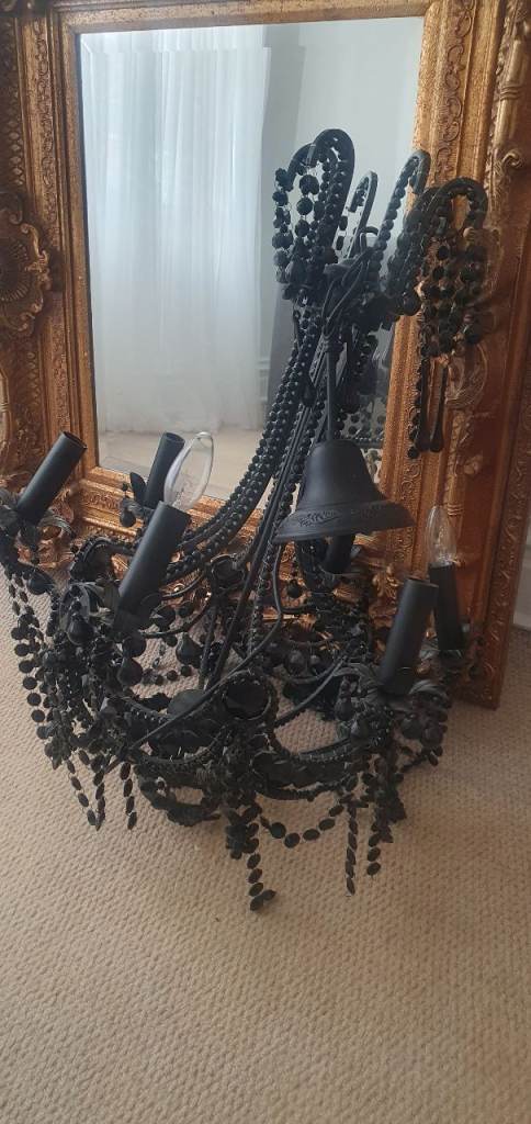 Black Beaded Glass Chandelier - Gothic Style