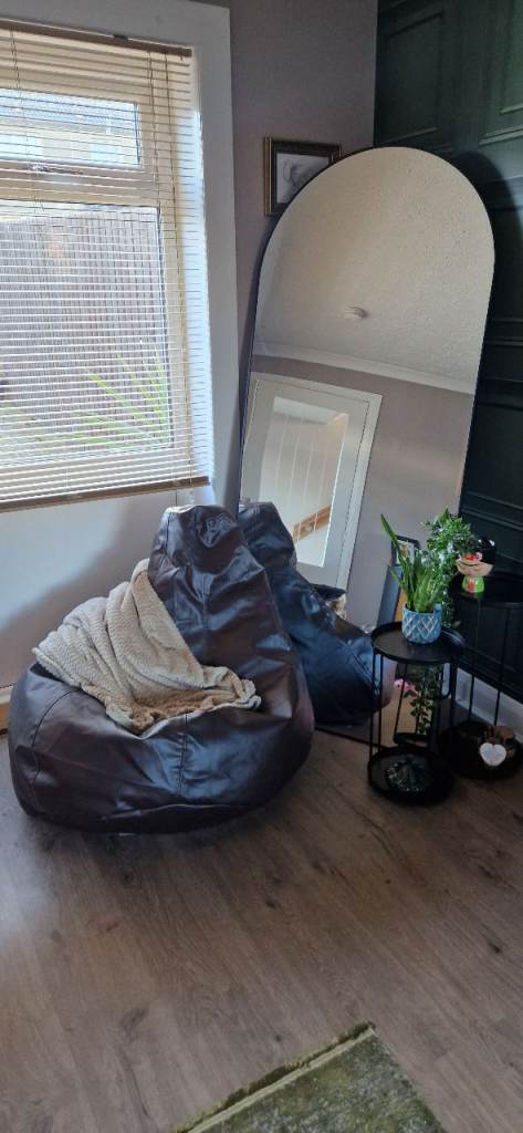 Chocolate brown faux leather bean bag chair 