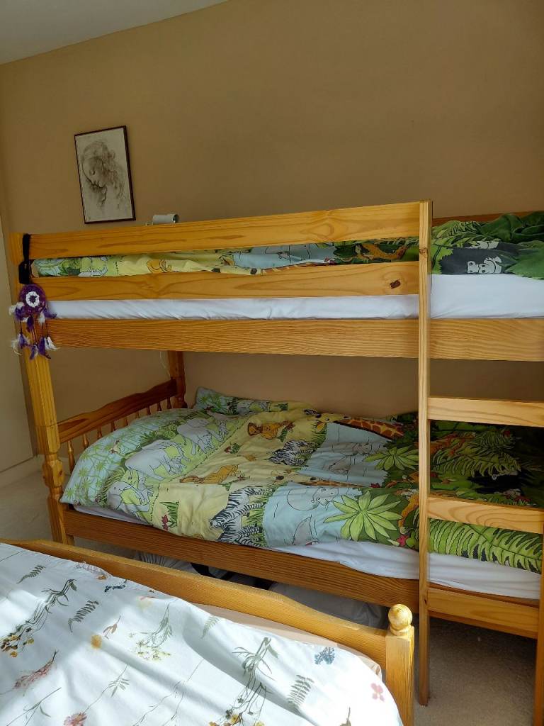 3' pine antique style bunk beds.